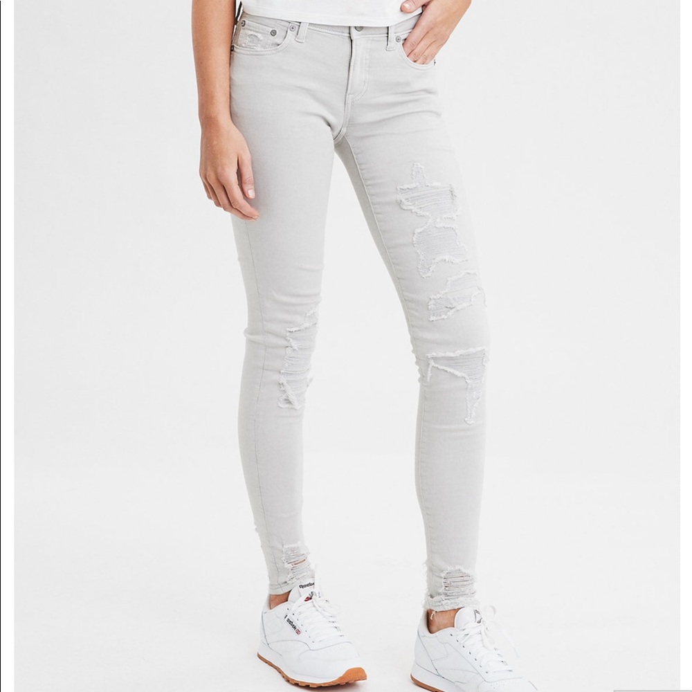 AE ripped gray jeggings, like new